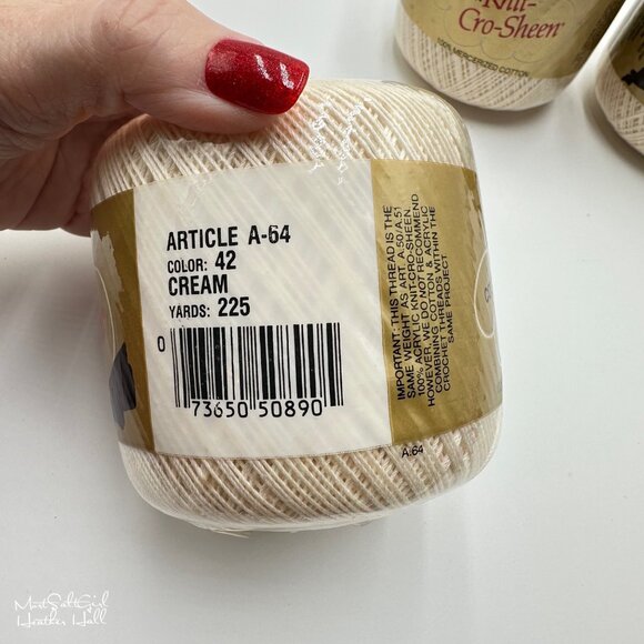 J & P Coats Cotton Knit-Cro-Sheen Cream Thread 225 Yards 4 Pack - Picture 4 of 6